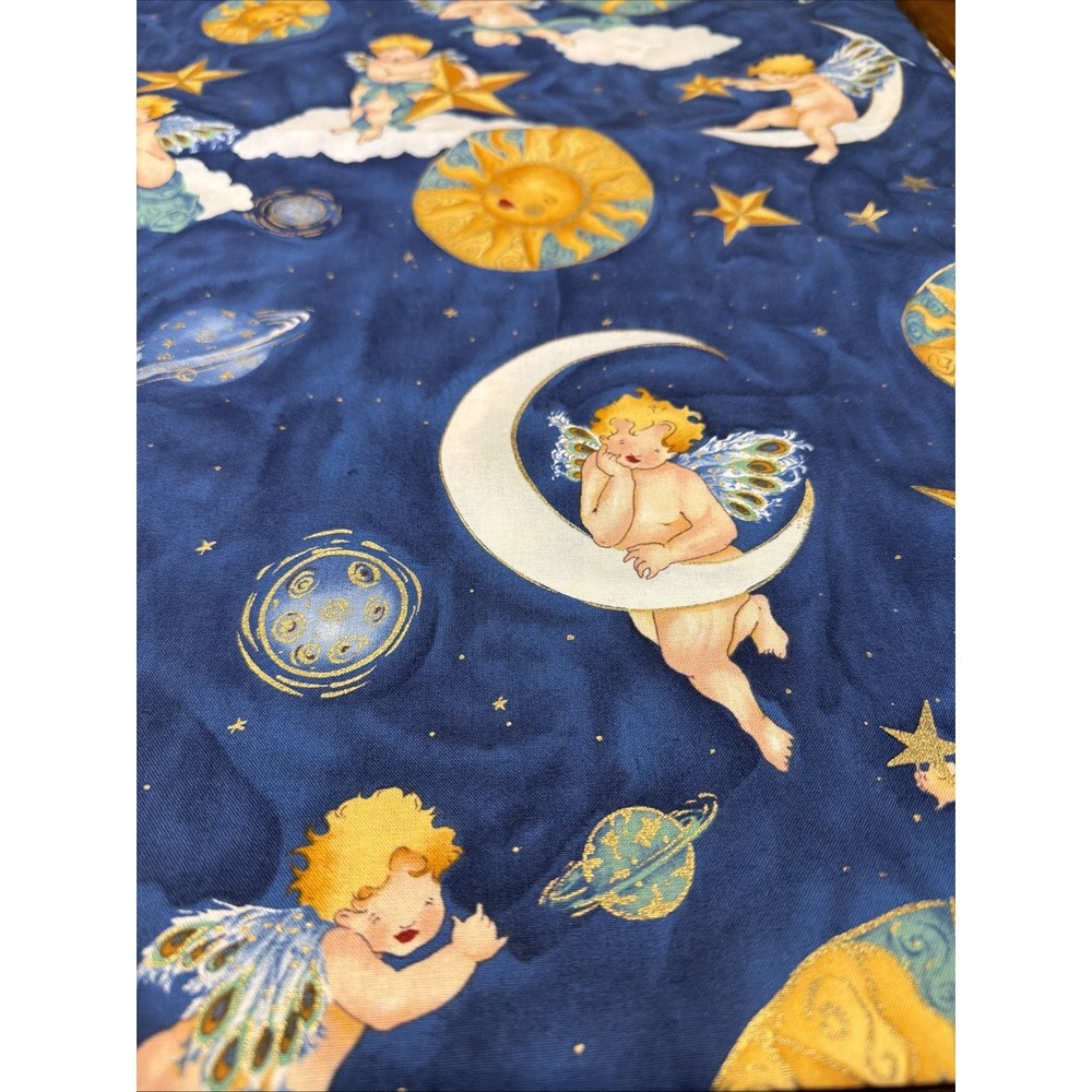 Vintage Alexander‎ Henry Fabric Cherubim 1994 Blue Background 100" By 44"